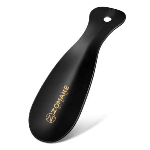 ZOMAKE 7.5 inch (19 cm) Black Metal Shoe Horn | Durable Stainless Steel for Easy Shoe Entry thumbnail 1