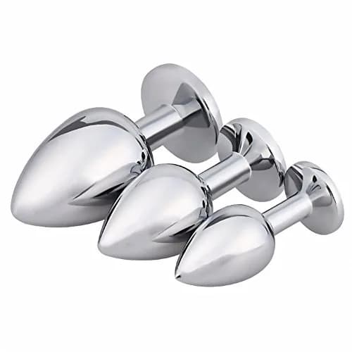 Akstore 3 Pcs Luxury Jewelry Design Fetish Anal Butt Plug Black | Metal, Discreet & Safe for Beginners thumbnail 3