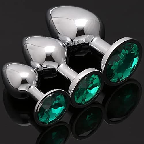 Akstore Metal Fetish Anal Butt Plug Green | 3-Piece Luxury Jewelry Design Set for Beginners & Enthusiasts thumbnail 2
