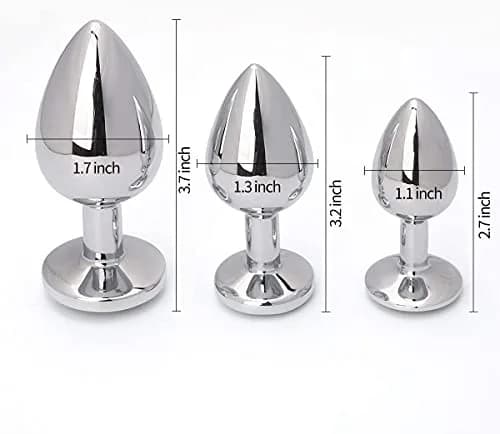 Akstore 3 Pcs Fetish Anal Butt Plug Red | Metal, Tapered, Discreet Size Set thumbnail 4