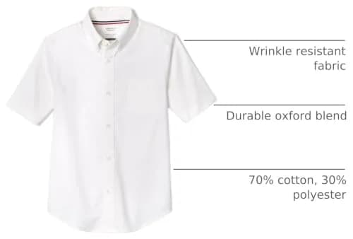 French Toast Boys' Short Sleeve Oxford Dress Shirt 14 Husky | Wrinkle-Free Cotton Blend for School & Casual Wear thumbnail 4