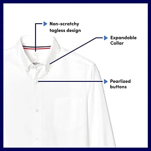 French Toast Boys' Short Sleeve Oxford Dress Shirt 14 Husky | Wrinkle-Free Cotton Blend for School & Casual Wear thumbnail 5