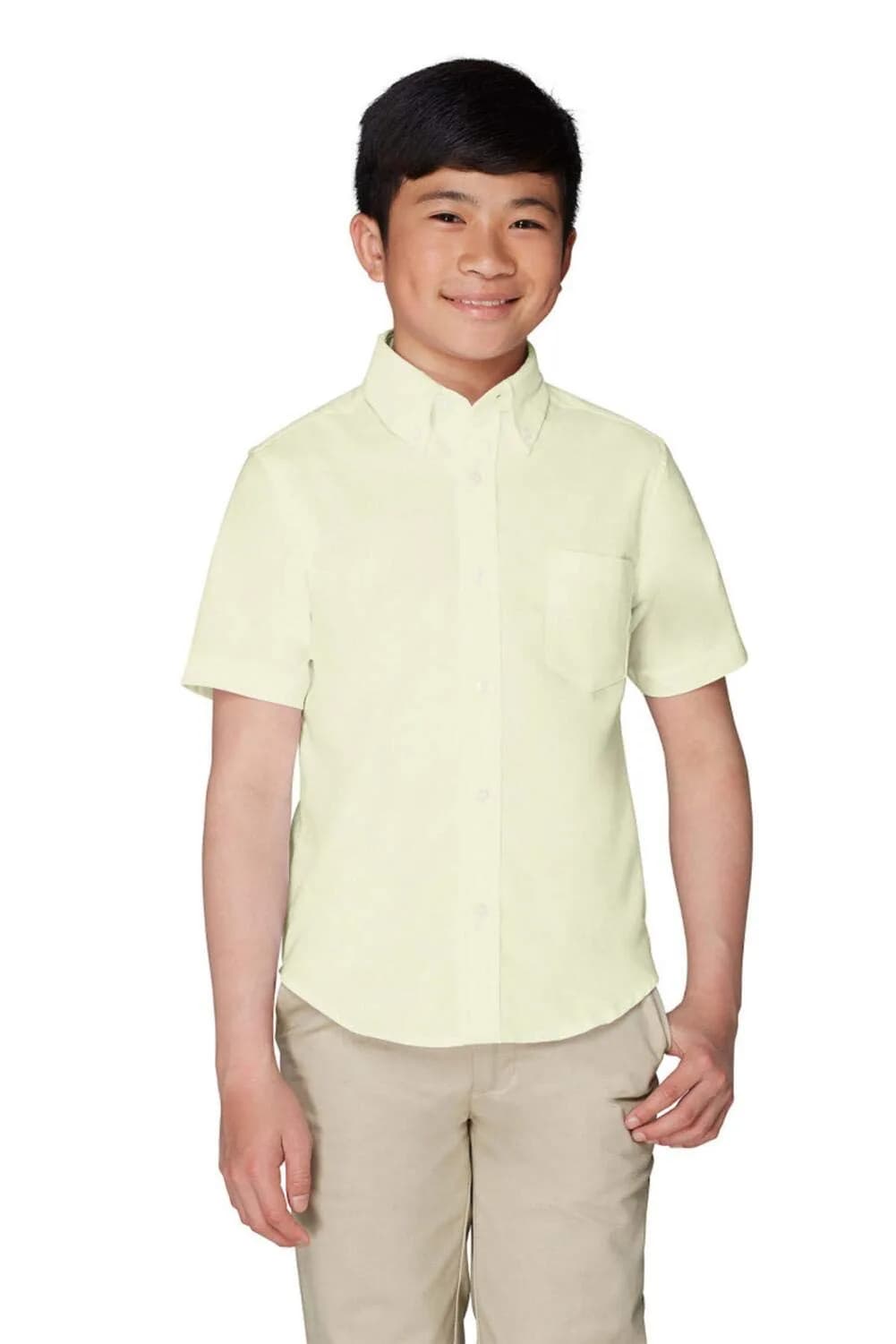 French Toast Boys' Short Sleeve Classic Poplin Dress Shirt (Kids Standard & Husky Sizes), Yellow, 12 - main product image