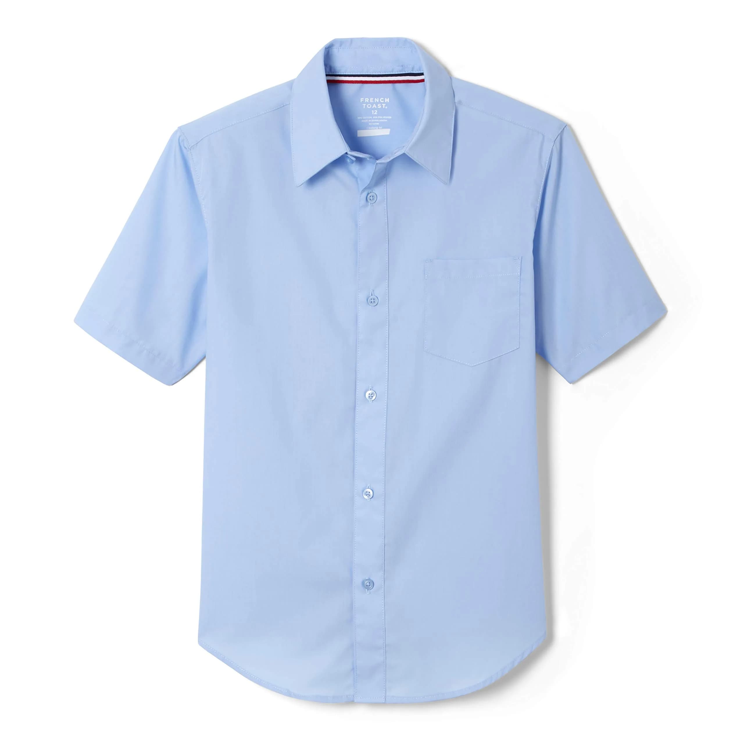 French Toast Boys' Short Sleeve Classic Poplin Dress Shirt Light Blue 16 | Breathable, Wrinkle-Free School Essential - main product image