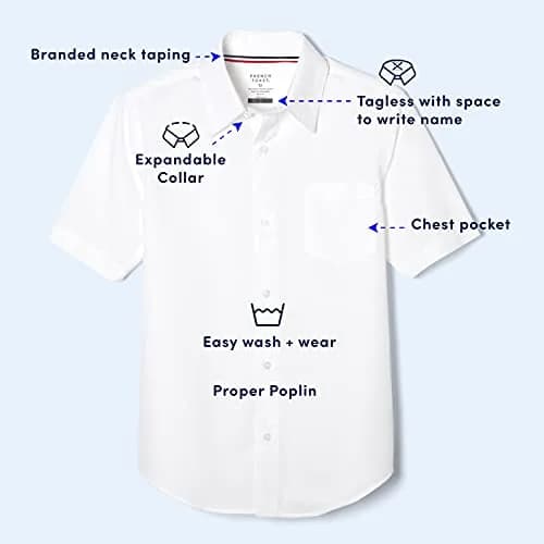 French Toast Boys' Short Sleeve Classic Poplin Dress Shirt (Kids Standard & Husky Sizes), White, 18 | Wrinkle-Free School Uniform thumbnail 4