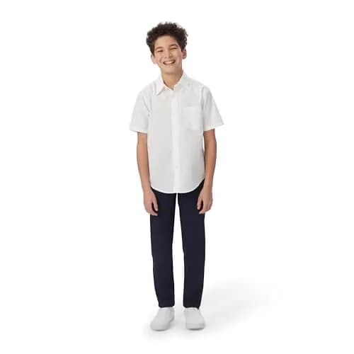 French Toast Boys' Short Sleeve Classic Poplin Dress Shirt (Kids Standard & Husky Sizes), White, 18 | Wrinkle-Free School Uniform thumbnail 2