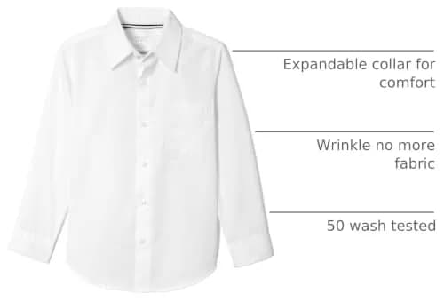 French Toast Boys' Expandable Collar Button Down Dress Shirt White 20 (51cm / 20in) | Wrinkle No More Fabric thumbnail 4