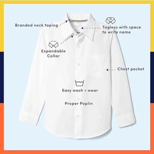 French Toast Boys' Expandable Collar Button Down Dress Shirt White 20 (51cm / 20in) | Wrinkle No More Fabric thumbnail 5