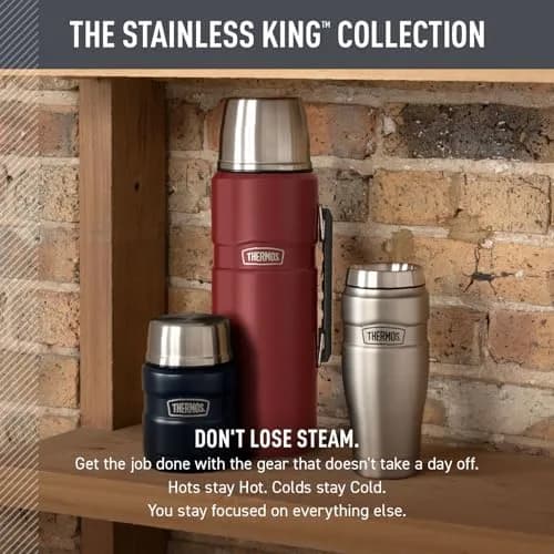 THERMOS Stainless King Vacuum-Insulated Beverage Bottle 68oz | Keeps Hot/Cold 24h, Matte Steel thumbnail 6