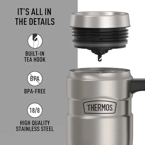 THERMOS Stainless King Vacuum-Insulated Travel Mug with Handle - 16oz (473ml) | Keeps Drinks Hot for 7 Hours, Cold for 18 Hours thumbnail 4