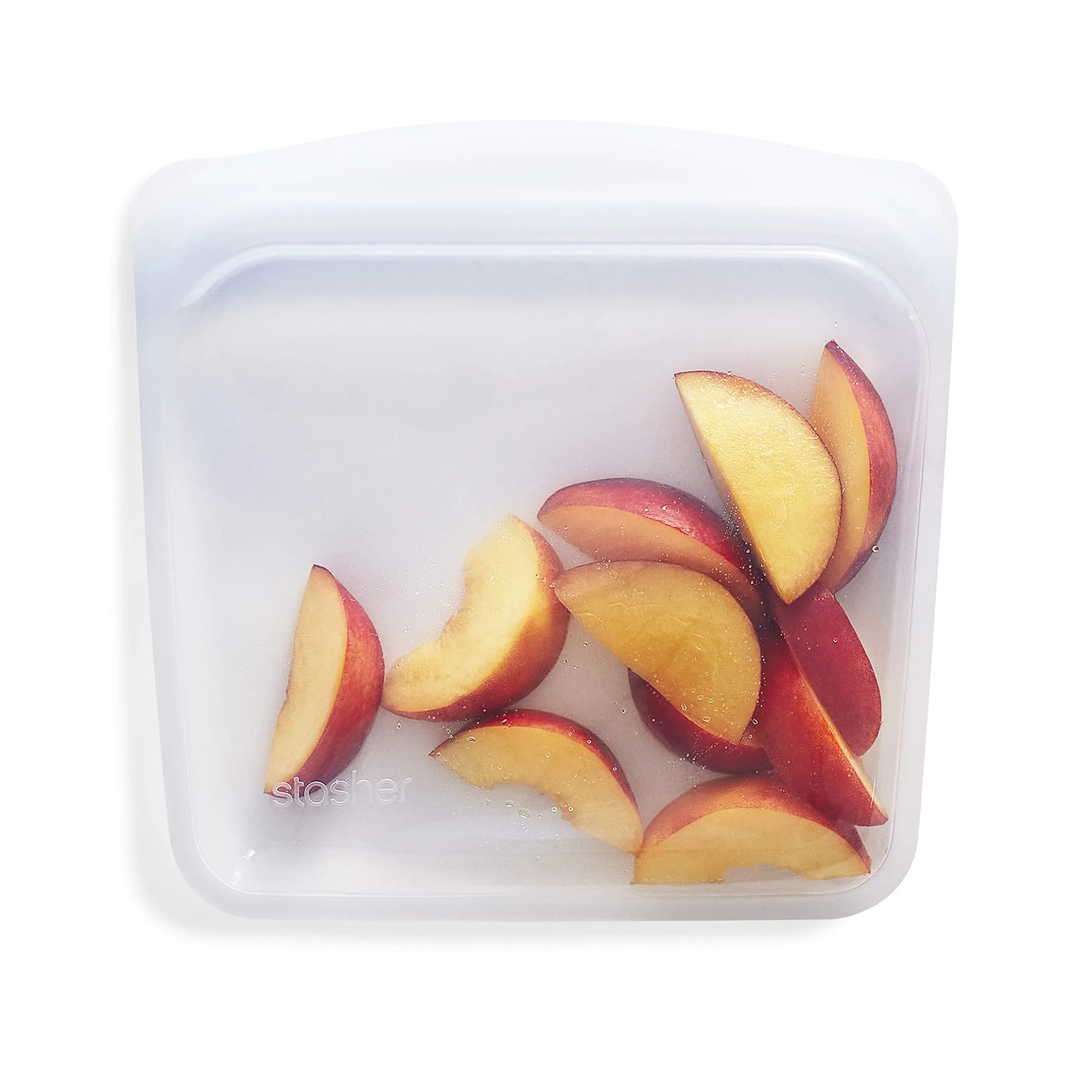 Stasher Premium Reusable Silicone Stand-Up Mini Bag 237ml (8 fl oz) | Leak-Free Pinch-Loc Seal for Food Storage — Clear
