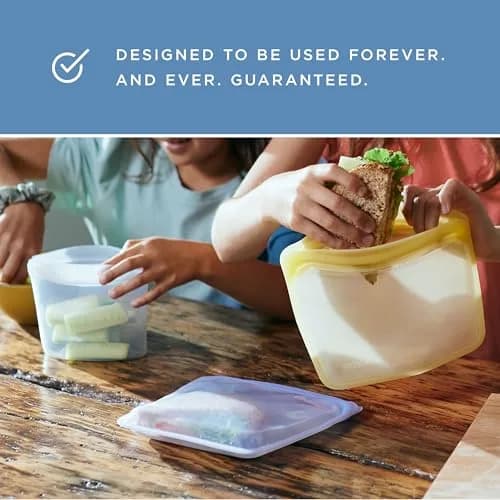 Stasher Premium Reusable Silicone Food Storage Sandwich Bag, Clear, 28 oz (794 ml) | Airtight, Leak-Free Pinch-Loc Seal thumbnail 8