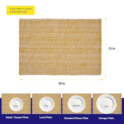 Sweet Home Collection 100% Cotton Placemats for Dining Room Rectangle 13" x 19" | Elegant Table Mat Set thumbnail 8
