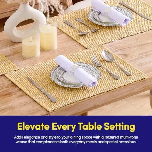 Sweet Home Collection 100% Cotton Placemats for Dining Room Rectangle 13" x 19" | Elegant Table Mat Set thumbnail 2