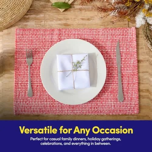 Sweet Home Collection 100% Cotton Placemats for Dining Room | Elegant Two-Tone Woven Fabric, 13" x 19" (Set of 4, Pink) thumbnail 5