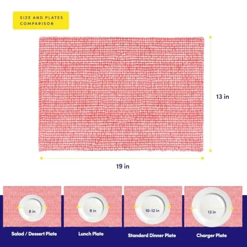 Sweet Home Collection 100% Cotton Placemats for Dining Room | Elegant Two-Tone Woven Fabric, 13" x 19" (Set of 4, Pink) thumbnail 8
