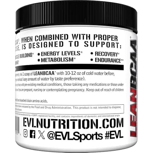 Evlution Lean BCAA Powder with CLA & Carnitine - Fruit Punch 267g (9.4 oz) | Supports Muscle Recovery & Fat Metabolism thumbnail 4