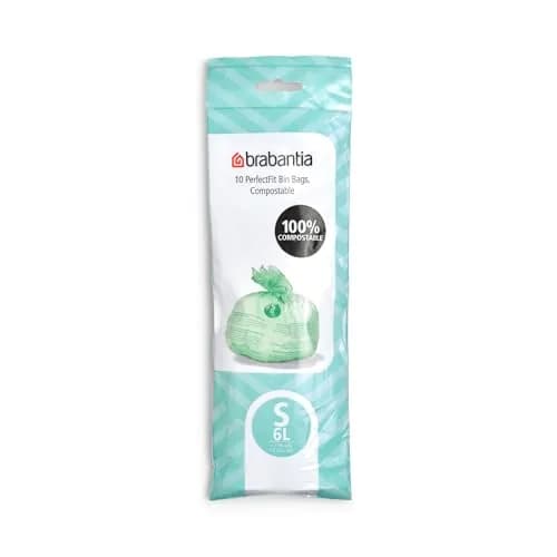 Brabantia Compostable Trash Bags 1.6 gal | Organic Waste Bin Liners, Eco-Friendly, Certified Compostable, Green thumbnail 1