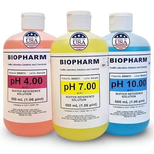 Biopharm pH Calibration Buffer 3-Pack 500 mL | NIST Calibrated, Traceable, Easy Identification thumbnail 1