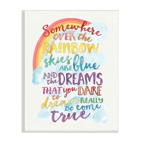 Stupell Industries Rainbow Lyrics and Cloud Wall Plaque 10 x 15 Inch | Cheerful Nursery & Kids Room Decor thumbnail 1