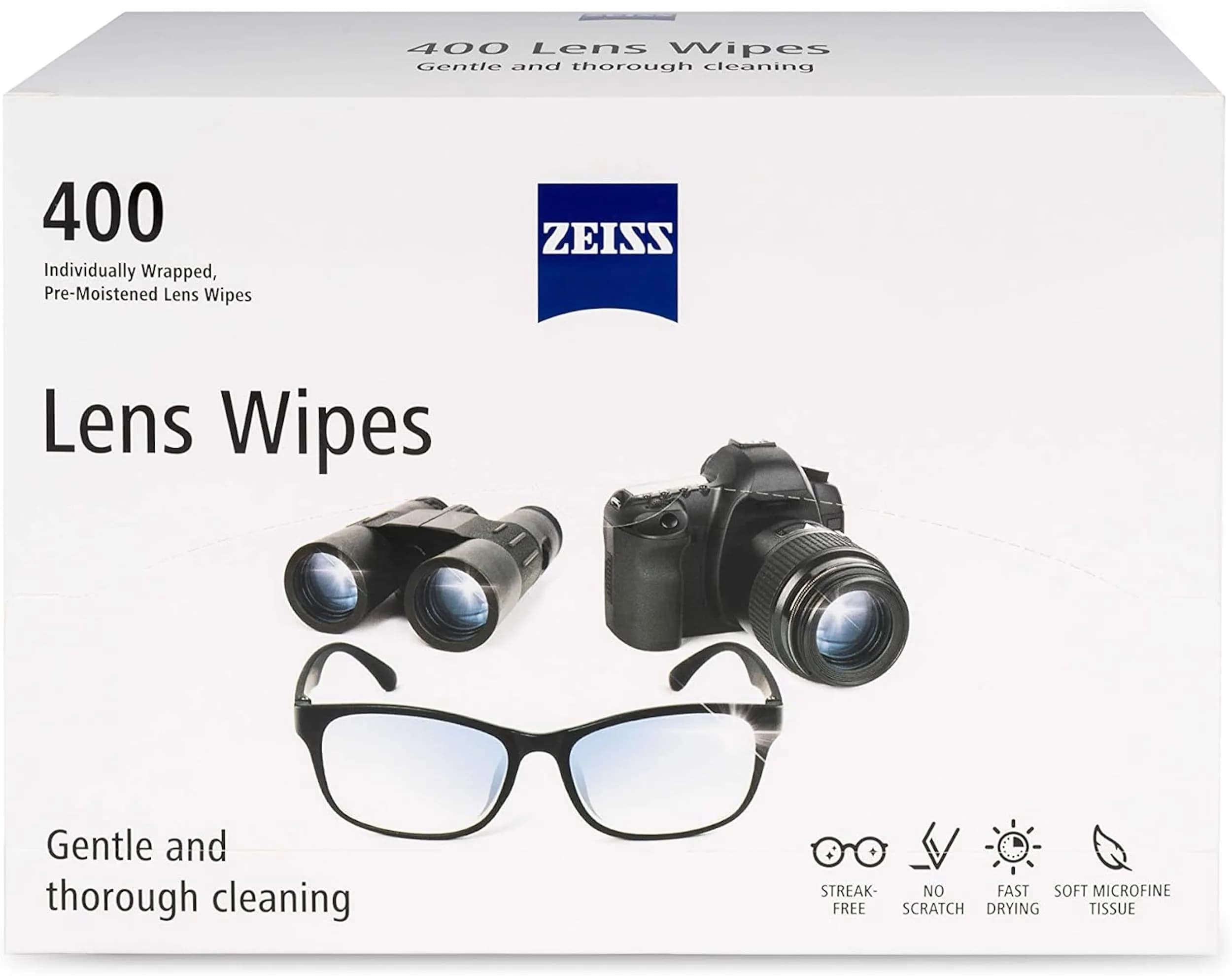 ZEISS Pre-Moistened Lens Wipes 400 Count | Streak-Free Clarity for All Optics - main product image