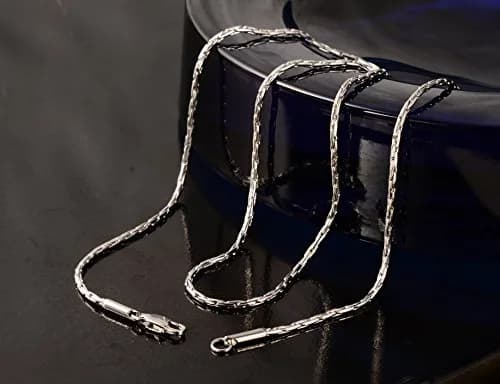 TRUSUPER 2mm Stainless Steel Chain Necklace for Men & Women, 40.64cm (16 inches) | Polished Boston Link Chain with Lobster Clasp thumbnail 3