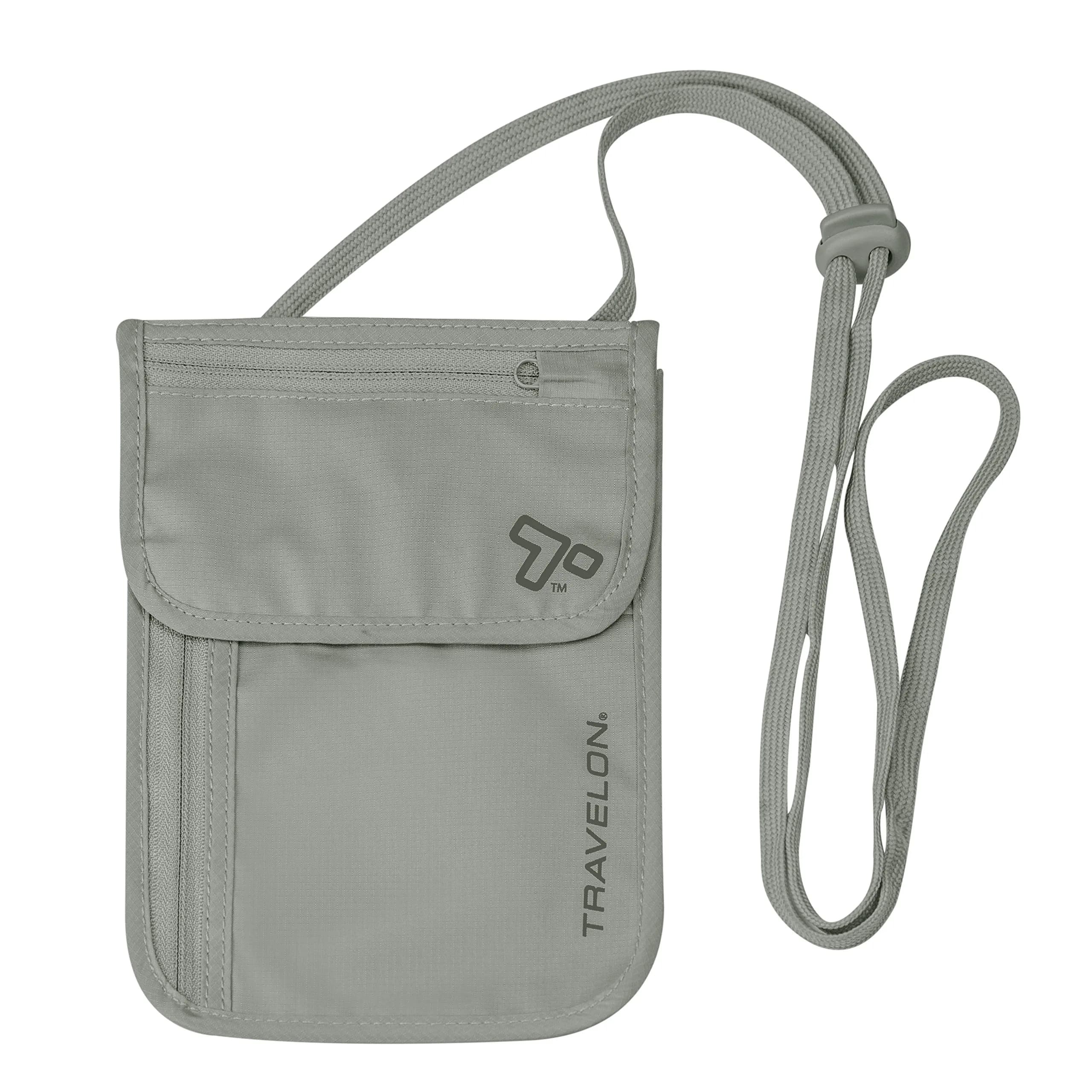 Travelon RFID Blocking Undergarment Neck Pouch Wallet Gray | Secure Travel Essential - main product image