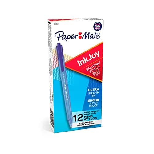 Paper Mate InkJoy 100RT Ballpoint Pens, Retractable, Medium Point (1.0mm), Blue Ink, 12 Count | Smooth Ink & Reliable Lines thumbnail 1
