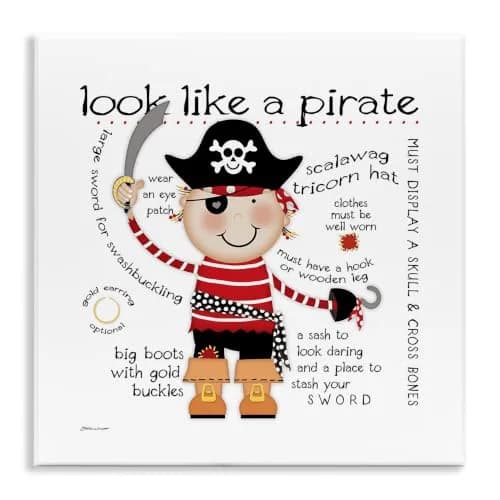 Stupell Industries Pirate Fantasy Ocean Adventure Wall Plaque 12 x 12 Inches | Imaginative Kids Room Decor thumbnail 1