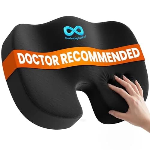 Everlasting Comfort Doctor Recommended Memory Foam Seat Cushion Large | Ergonomic Support for Tailbone Pain Relief thumbnail 1