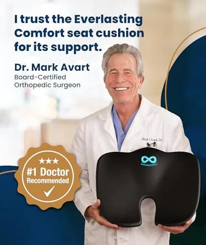 Everlasting Comfort Doctor Recommended Memory Foam Seat Cushion Large | Ergonomic Support for Tailbone Pain Relief thumbnail 7