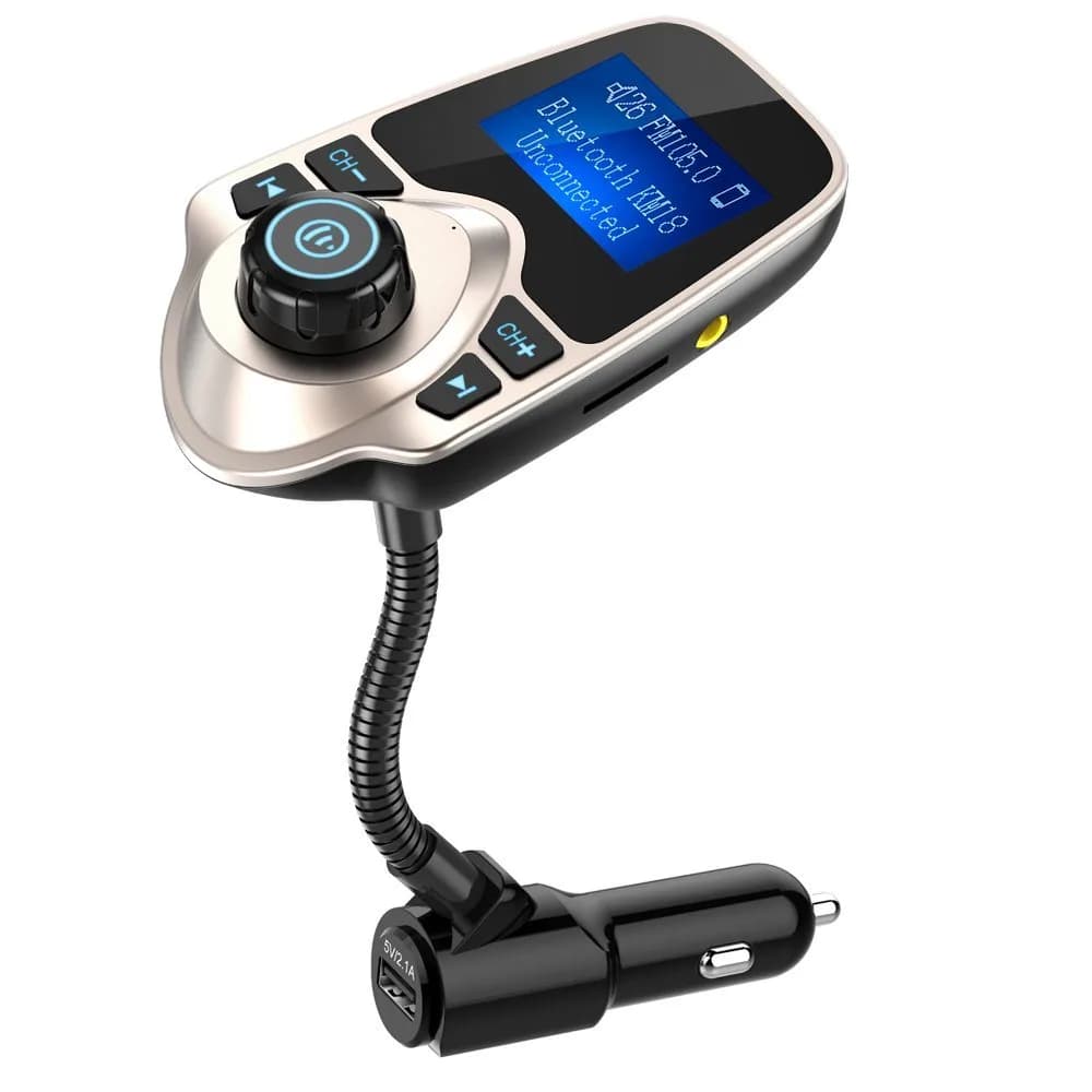 Nulaxy KM18 Bluetooth 5.0 FM Transmitter with 1.44" LCD Screen & USB Car Charger | 12V-24V Compatible