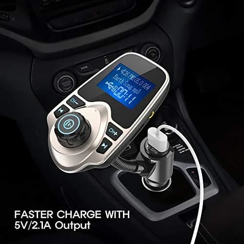 Nulaxy KM18 Bluetooth 5.0 FM Transmitter with 1.44" LCD Screen & USB Car Charger | 12V-24V Compatible thumbnail 6