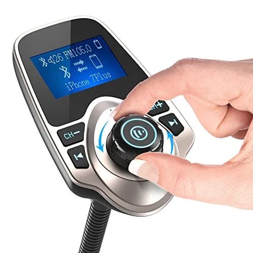 Nulaxy KM18 Bluetooth 5.0 FM Transmitter with 1.44" LCD Screen & USB Car Charger | 12V-24V Compatible thumbnail 2