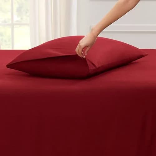 Empyrean Bedding Queen Sheets - Double Brushed Microfiber, Burgundy Red, 4 PC Set, with Corner Straps | Hotel Luxury Feel thumbnail 4