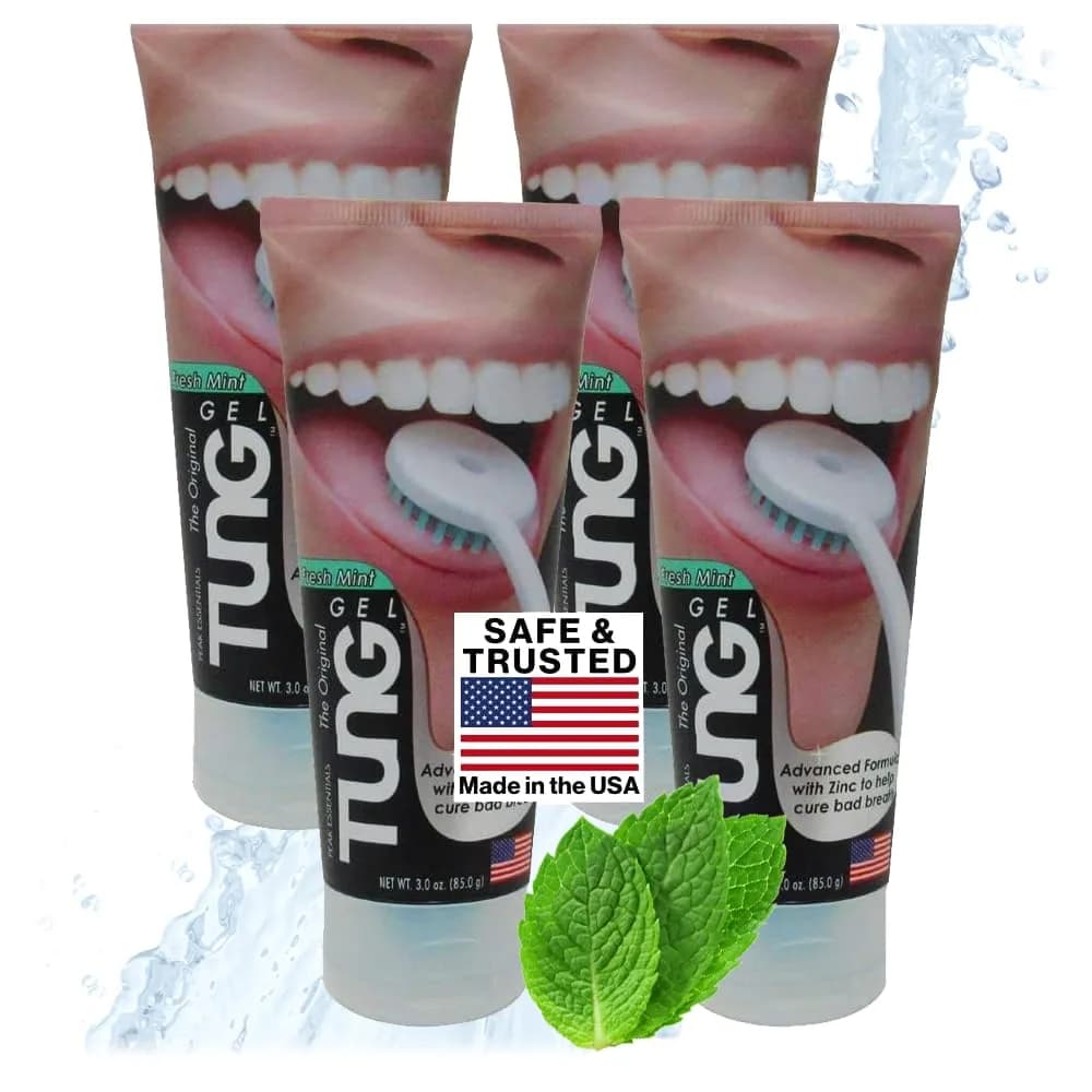 Peak Essentials Tung Tongue Gel Fresh Mint 4 Pack (136g / 4.8oz) | Dentist-Designed for Bad Breath Odors