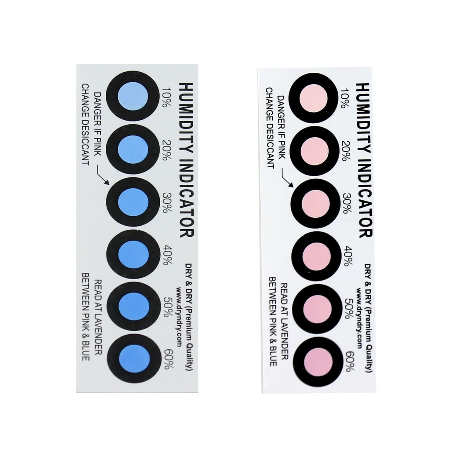 Dry & Dry Humidity Indicator Cards 250 Pack (10-60% RH, 6 Spots) | Reusable Moisture Indicators for Enclosed Spaces
