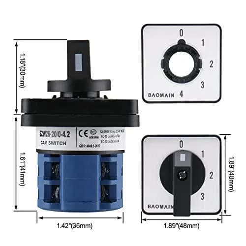 Baomain SZW26-20/0-4.2 20A 660V 5-Position Rotary Selector Switch | Industrial Control Panel Mount thumbnail 3
