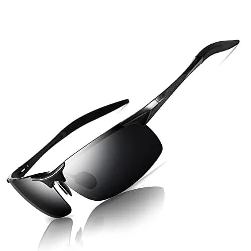 SUNGAIT Men's HD Polarized Sunglasses for Driving Cycling Running UV400 (Black, Gray) | Lightweight Metal Frame, 100% UV Protection thumbnail 1