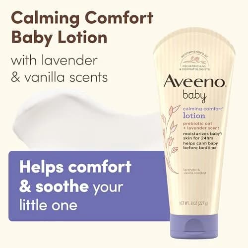 Aveeno Baby Calming Comfort Moisturizing Body Lotion with Lavender & Vanilla, 237ml (8 fl. oz) | Hypoallergenic for Sensitive Skin thumbnail 3