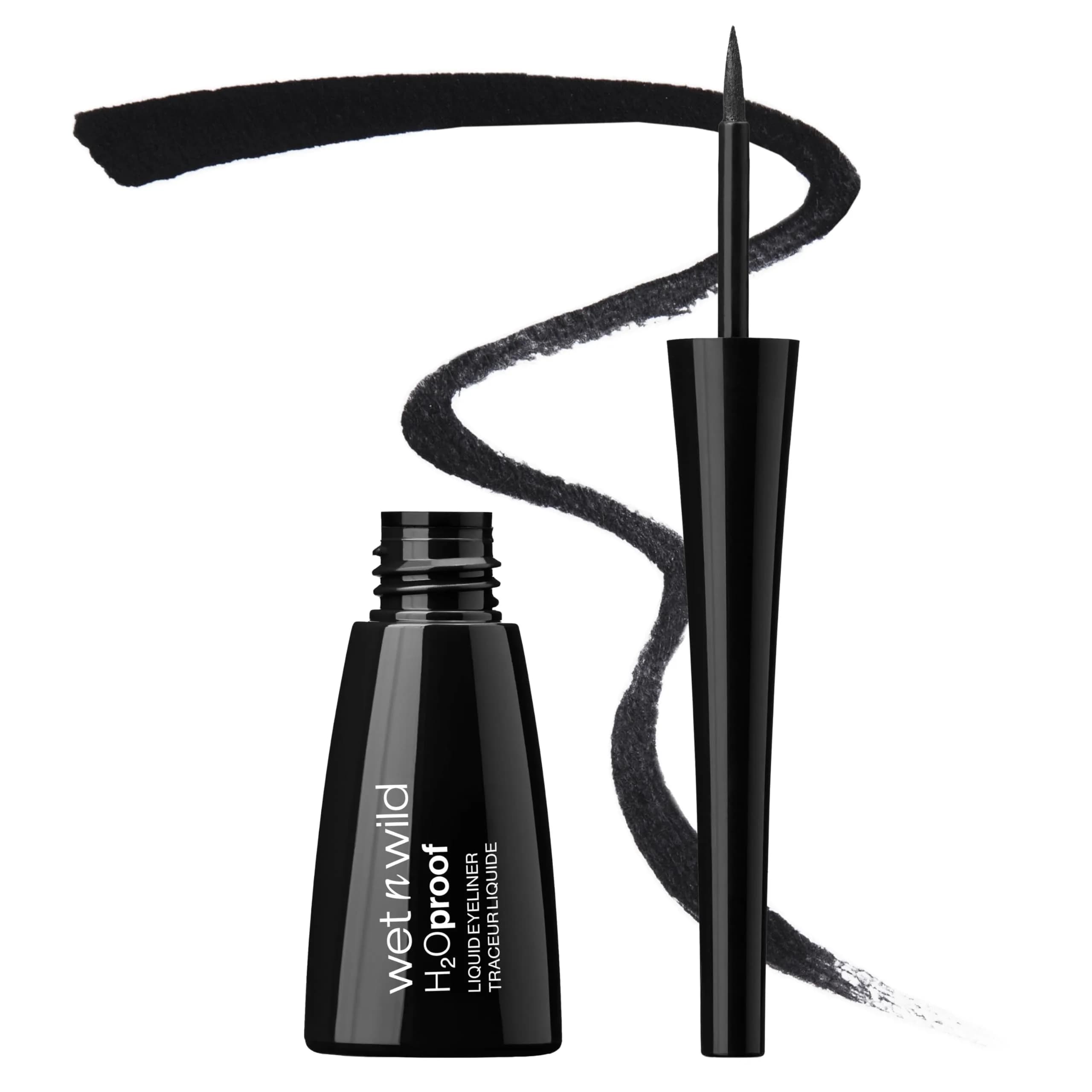 wet n wild H2O Proof Liquid Eyeliner Dark Brown | Waterproof & Smudge-Proof, Precise Brush Applicator — Black