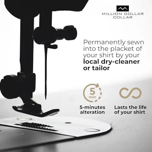 Million Dollar Collar Placket Stays 10-Pack White | Crisp Collar Support for Men & Women Dress Shirts thumbnail 6