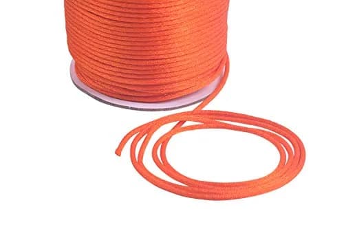 KONMAY 50 Yards 2.0mm Nylon Rattail Satin Silk Beading String for Chinese Knotting, Kumihimo, Jewelry, Macramé, Orange | Strong, Flexible & Durable thumbnail 2