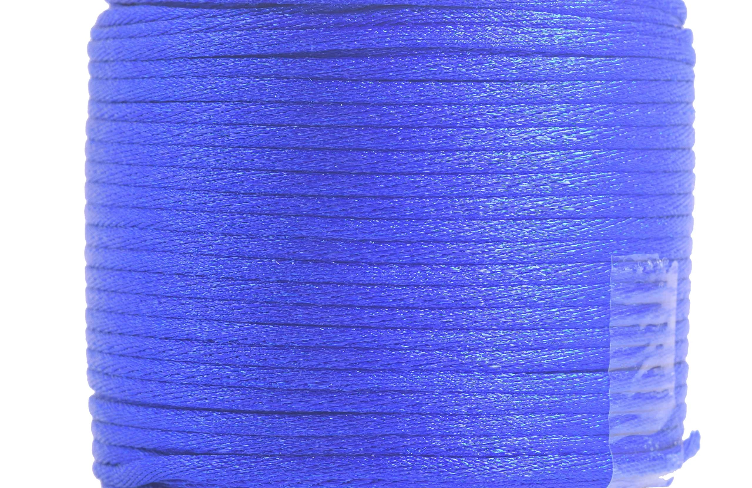 KONMAY 50 Yards 2.0mm Nylon Rattail Satin Silk Beading String for Chinese Knotting, Kumihimo, Jewelry, Macramé, Orange | Strong, Flexible & Durable — Royal Blue