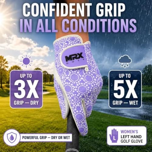 MRX BOXING & FITNESS Women's Golf Glove Left Handed Purple Regular Fit | Sweat Resistant Cabretta Leather thumbnail 4