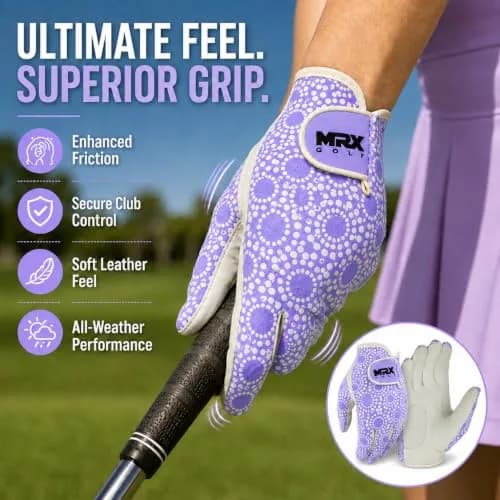 MRX BOXING & FITNESS Women's Golf Glove Left Handed Purple Regular Fit | Sweat Resistant Cabretta Leather thumbnail 3
