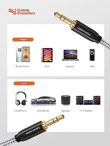 CableCreation 6FT Aux Cable 3.5mm Stereo Audio Cord | Gold Plated Connectors, Double Shielded, Tangle-Free Design thumbnail 7