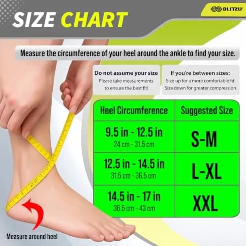 BLITZU Compression Socks for Plantar Fasciitis, Foot, Arch & Ankle Support (1 Pair, Black) thumbnail 6
