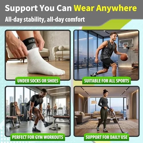 BLITZU Compression Socks for Plantar Fasciitis, Foot, Arch & Ankle Support (1 Pair, Black) thumbnail 7