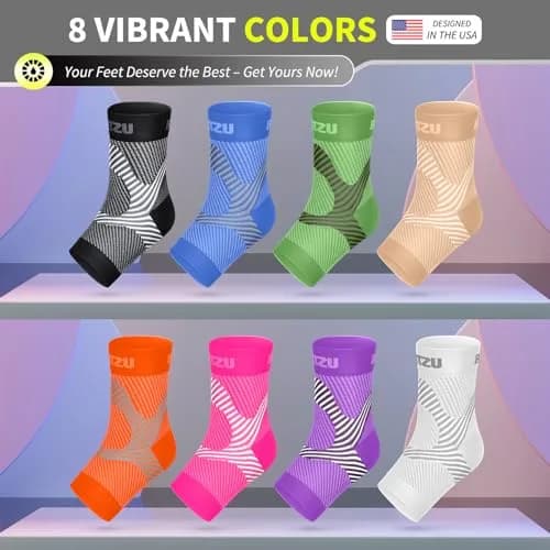 BLITZU Compression Socks for Plantar Fasciitis, Foot, Arch & Ankle Support (1 Pair, Black) thumbnail 8